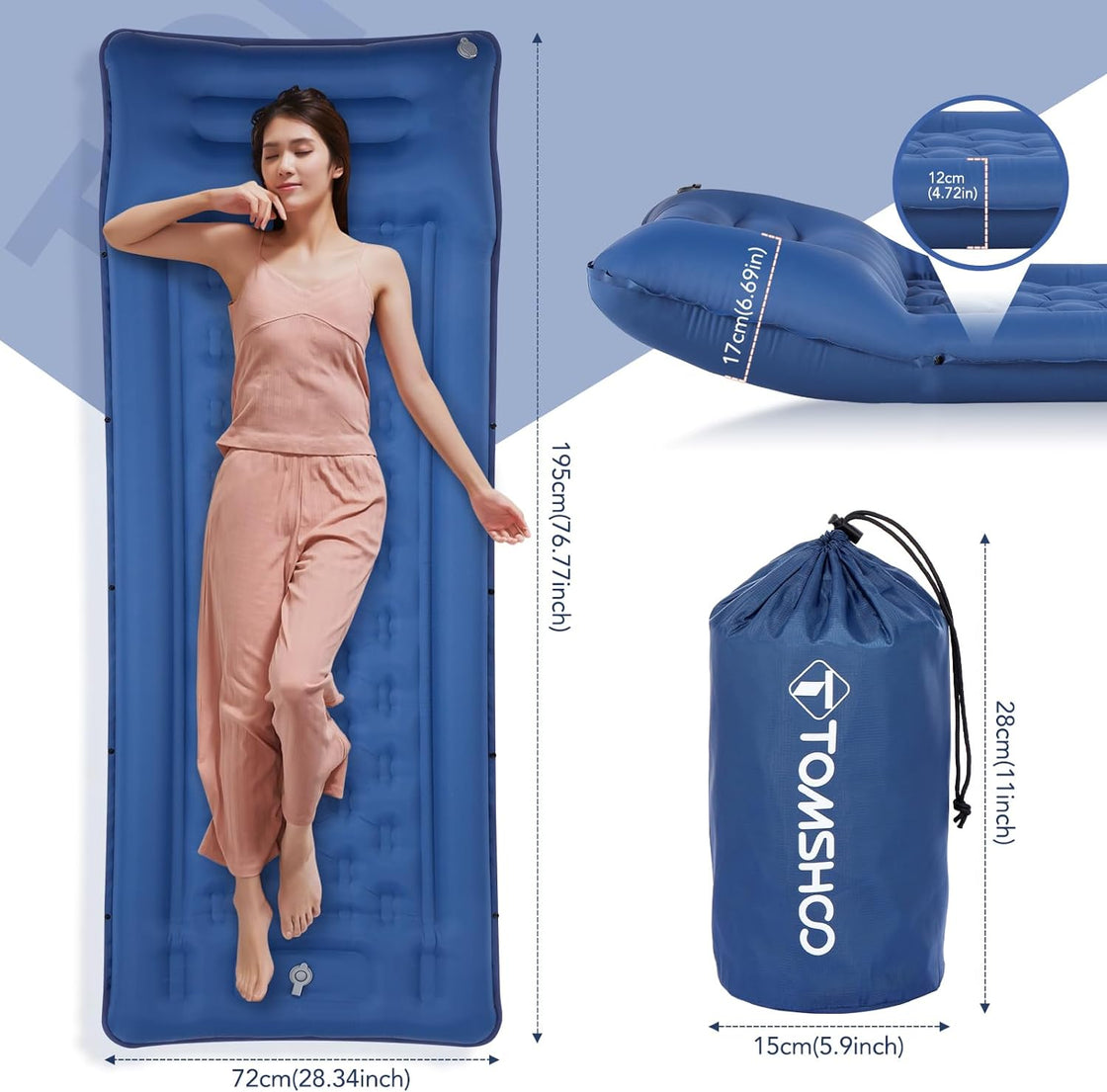 Sleeping Pad, Ultralight Camping Mat Inflatable Camping Mattress with Pillow