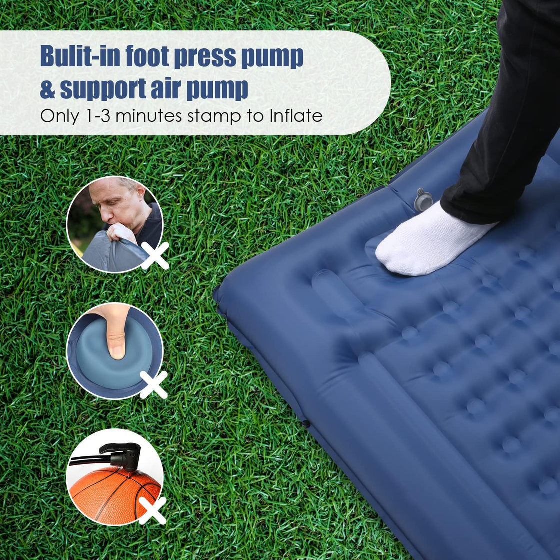 Sleeping Pad, Ultralight Camping Mat Inflatable Camping Mattress with Pillow