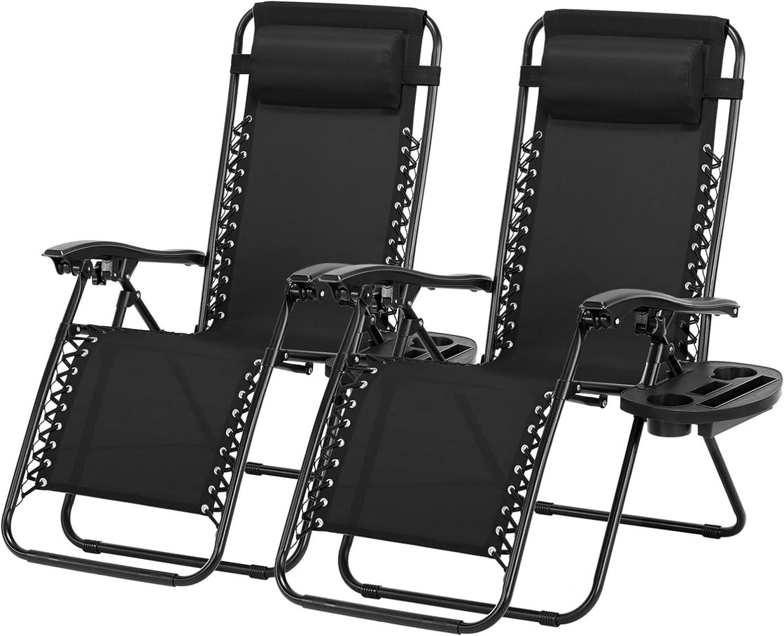 Zero Gravity Chair Patio Recliner Chair Set of 2 Folding Camping Chairs